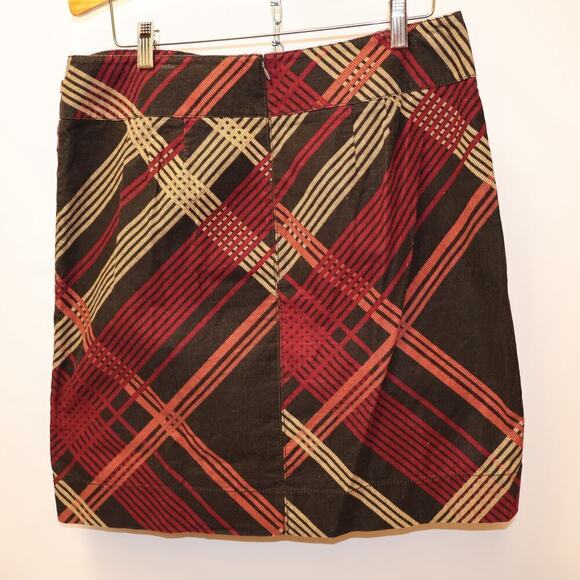 Ann Taylor Corduroy Pencil Skirt Front Pleat Hidden Zipper Multicolor Pattern - Picture 9 of 14